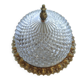 Lampe plafonnier en cristal taillé et laiton