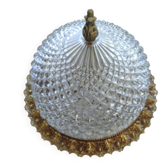 Crystal cut ceiling lamp and brass.