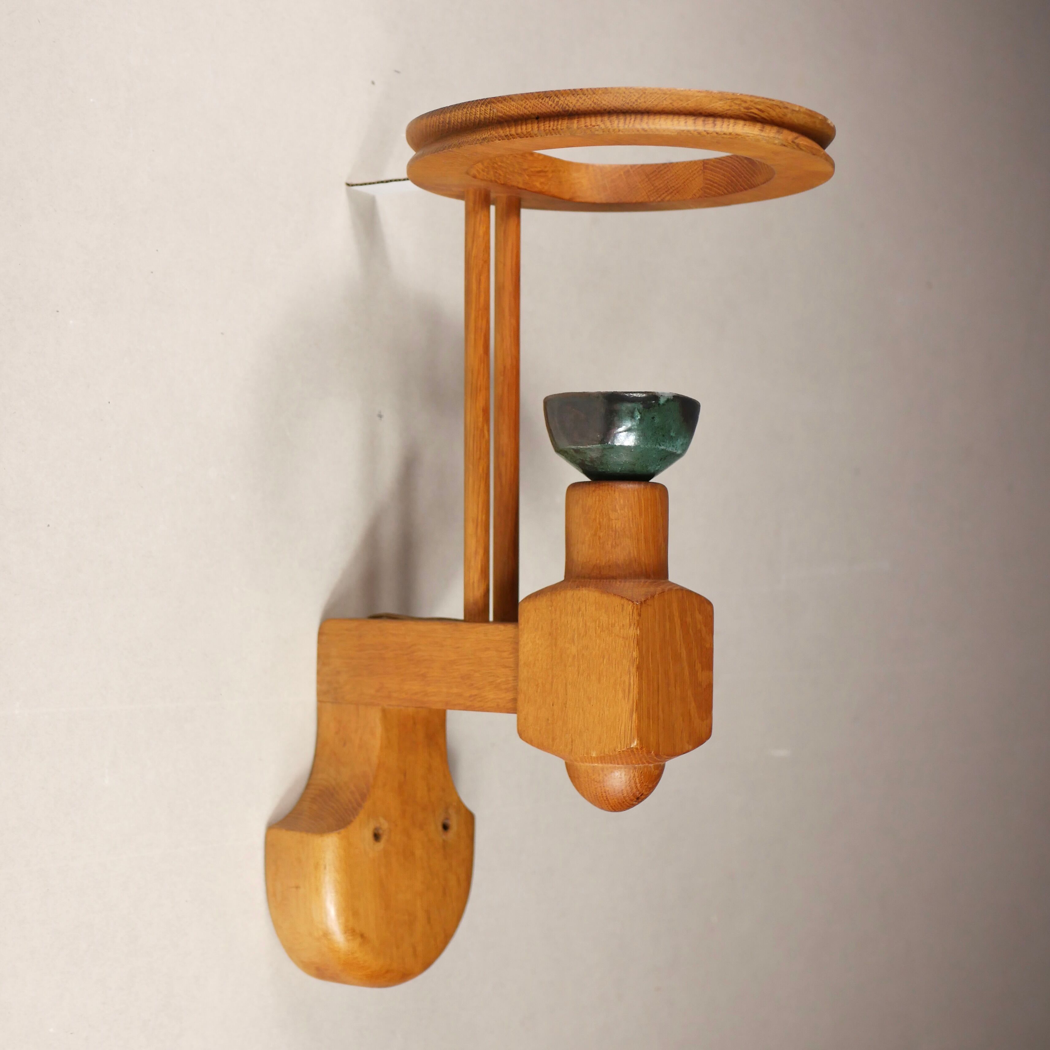 Wall lamp in oak and ceramic Guillerme and Chambron