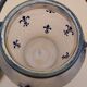 Crystal biscuit jar decorated with blue enamel and gilding.