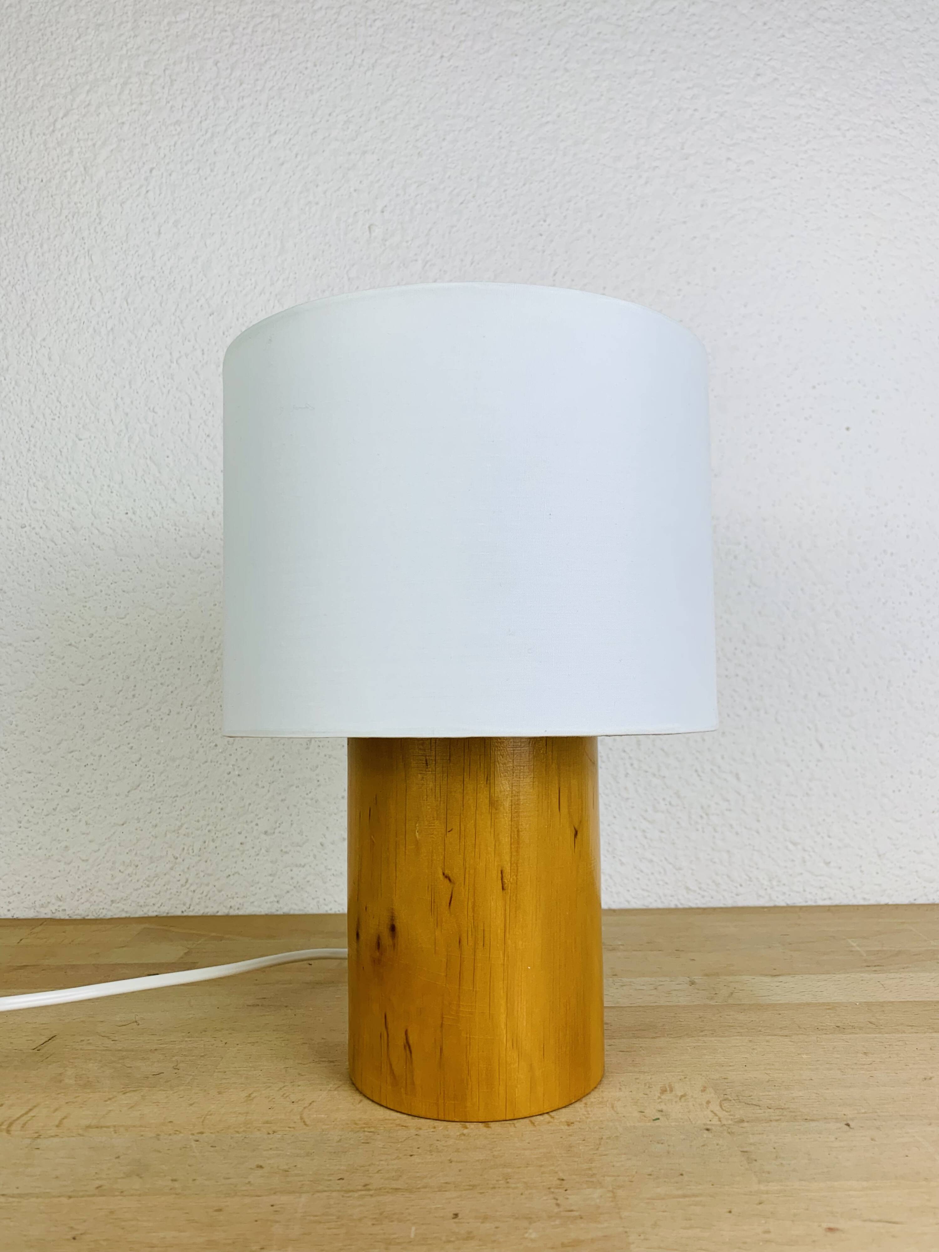 Vintage wooden cylinder lamp by IMT Italy, 1980s