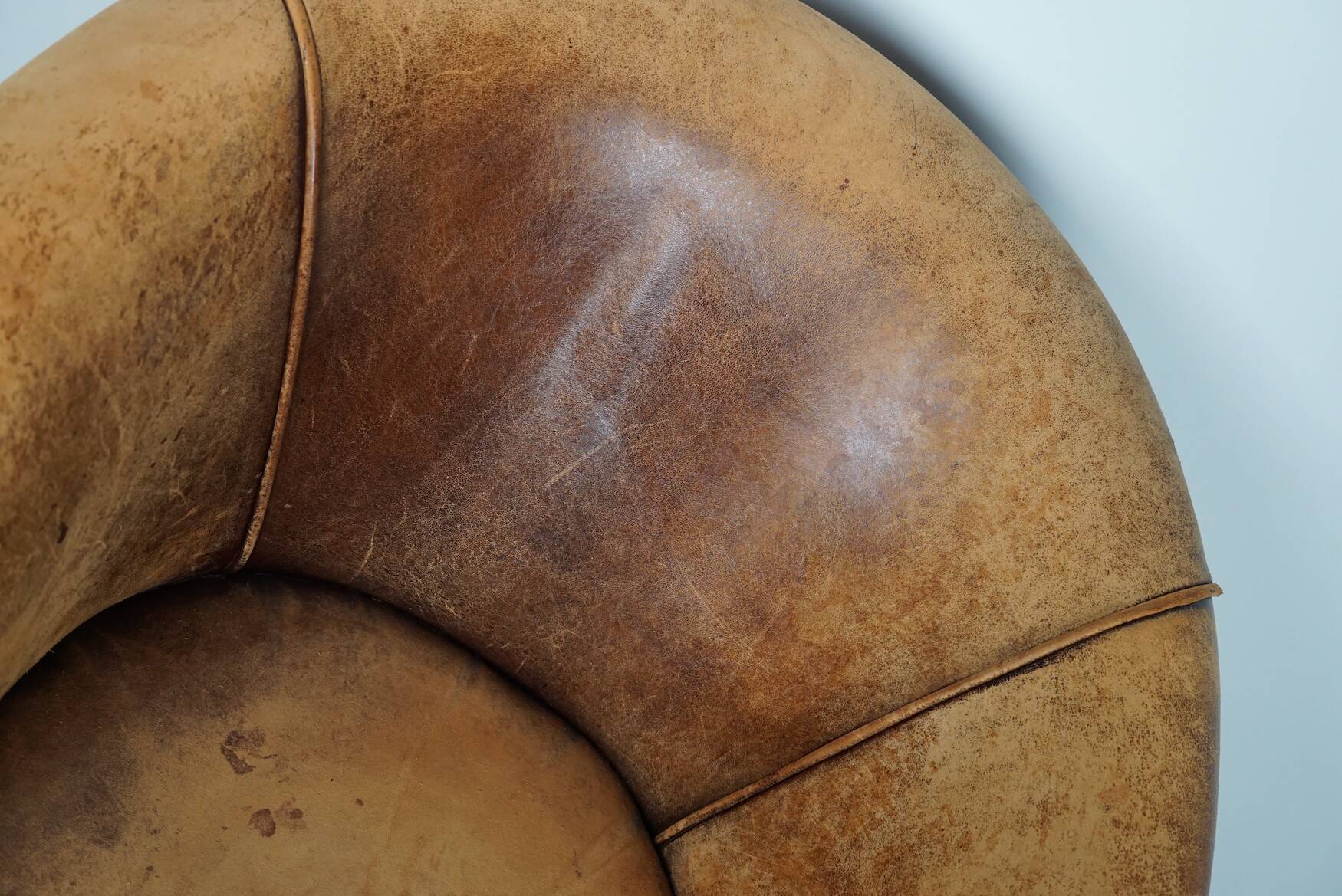 Vintage dutch cognac colored leather club chair