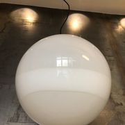 Midcentury Large Chrome and White Murano Glass Sphere by Mazzega, Italy, 1960s