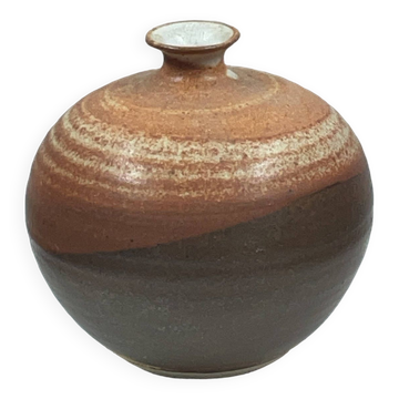 céramique contemporaine vase boule soliflore vintage 70" signature à identifier