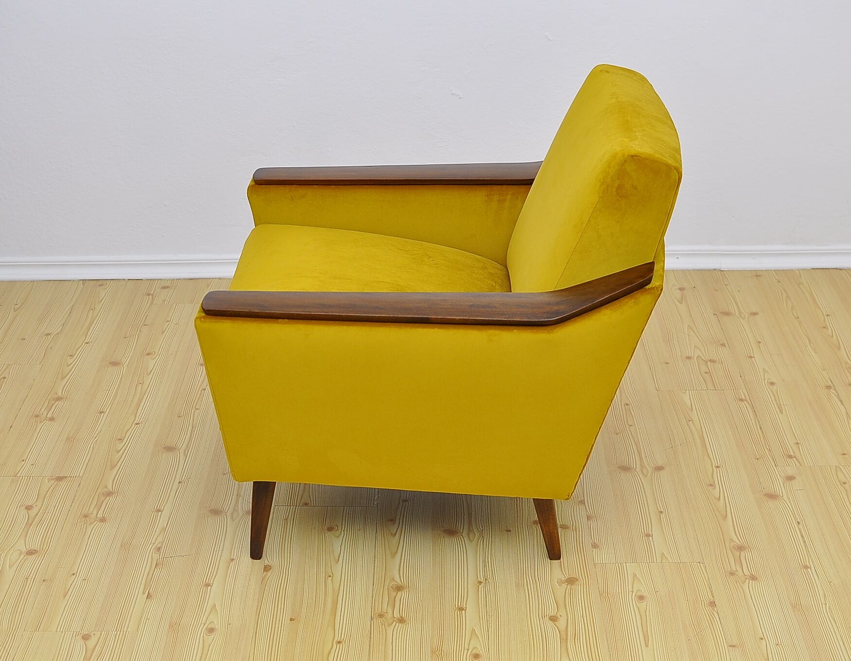 Yellow velvet armchair, 1960s