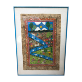 Table framed by a naïve Mexican illustration