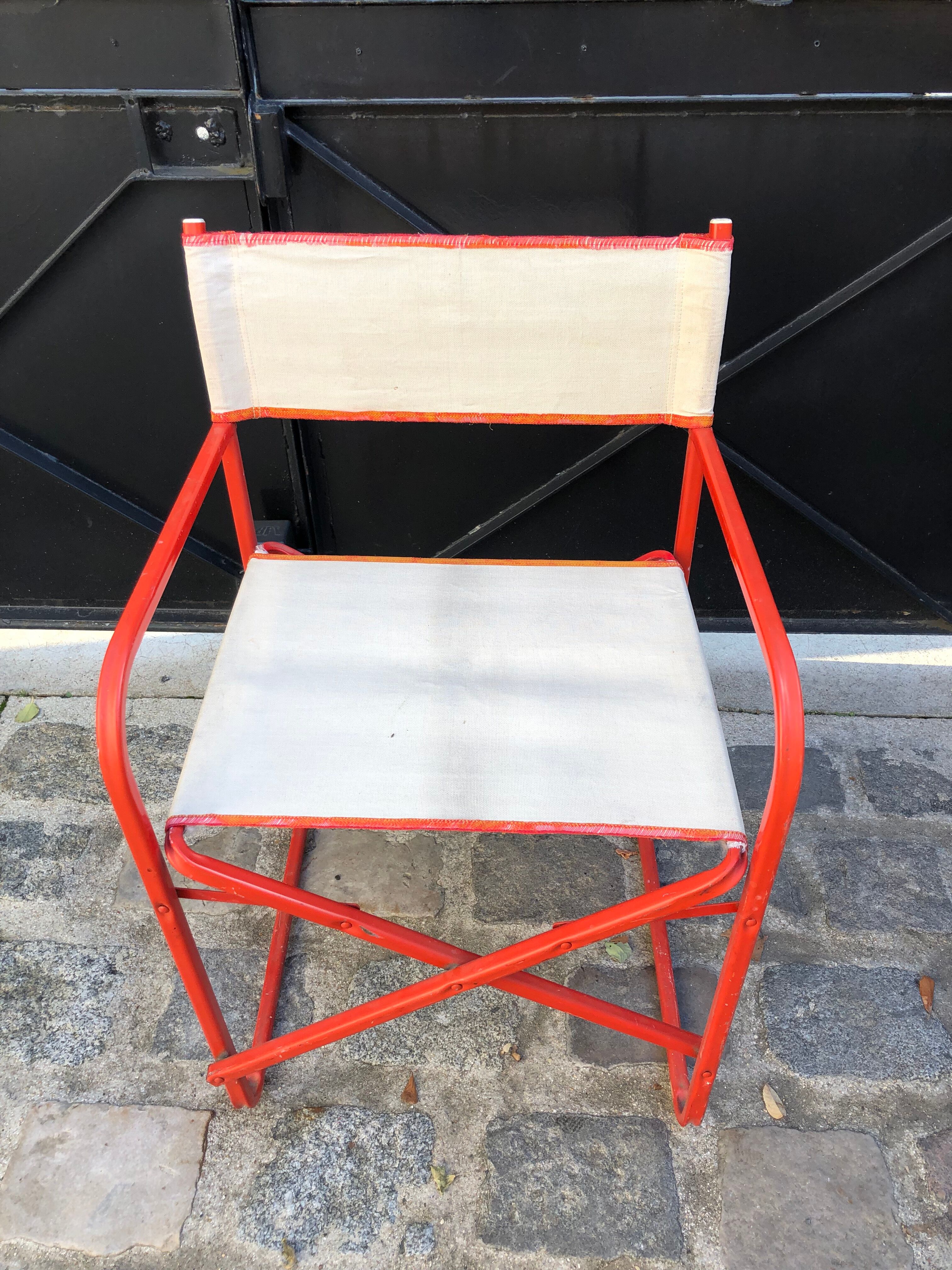 Folding metal armchair