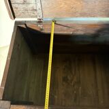 Antique rustic oak chest with original hardware and molded panels