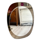 Beveled mirror, smoked glass frame, 1970