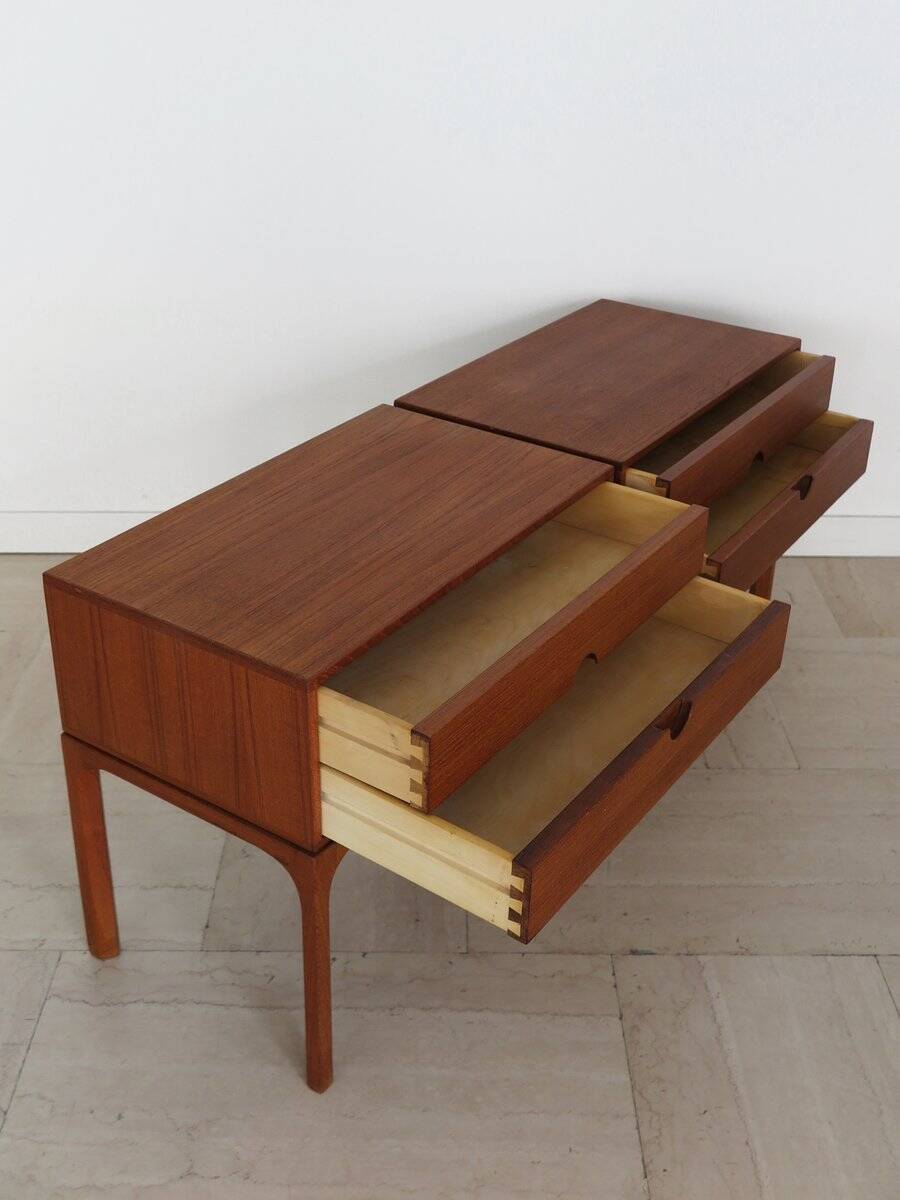 Scandinavian Teak Nightstands by Kai Kristiansen for Aksel Kjersgaard, Denmark, 1960s, Set of 2