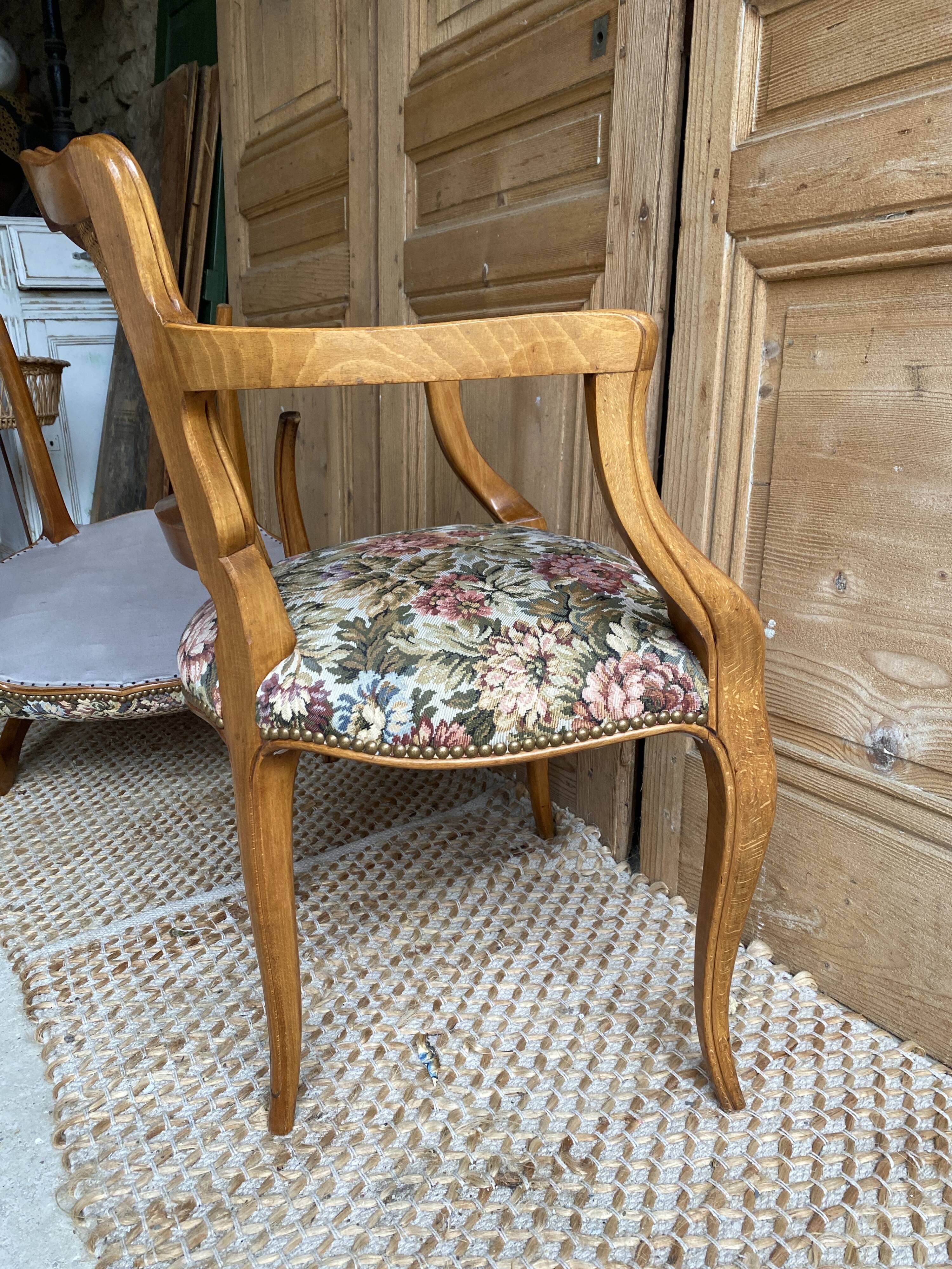 Pair of armchairs canes style louis XV