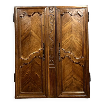 Pair of Louis XV period doors in light walnut circa 1760