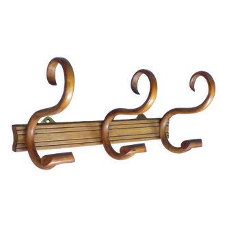 Coat rack 3 hooks in curved wood