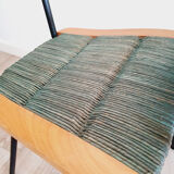 Pair of armchairs and vintage coffee table straw, wood and metal