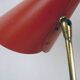Red Austrian mid-century brass and iron table lamp by J.T. Kalmar