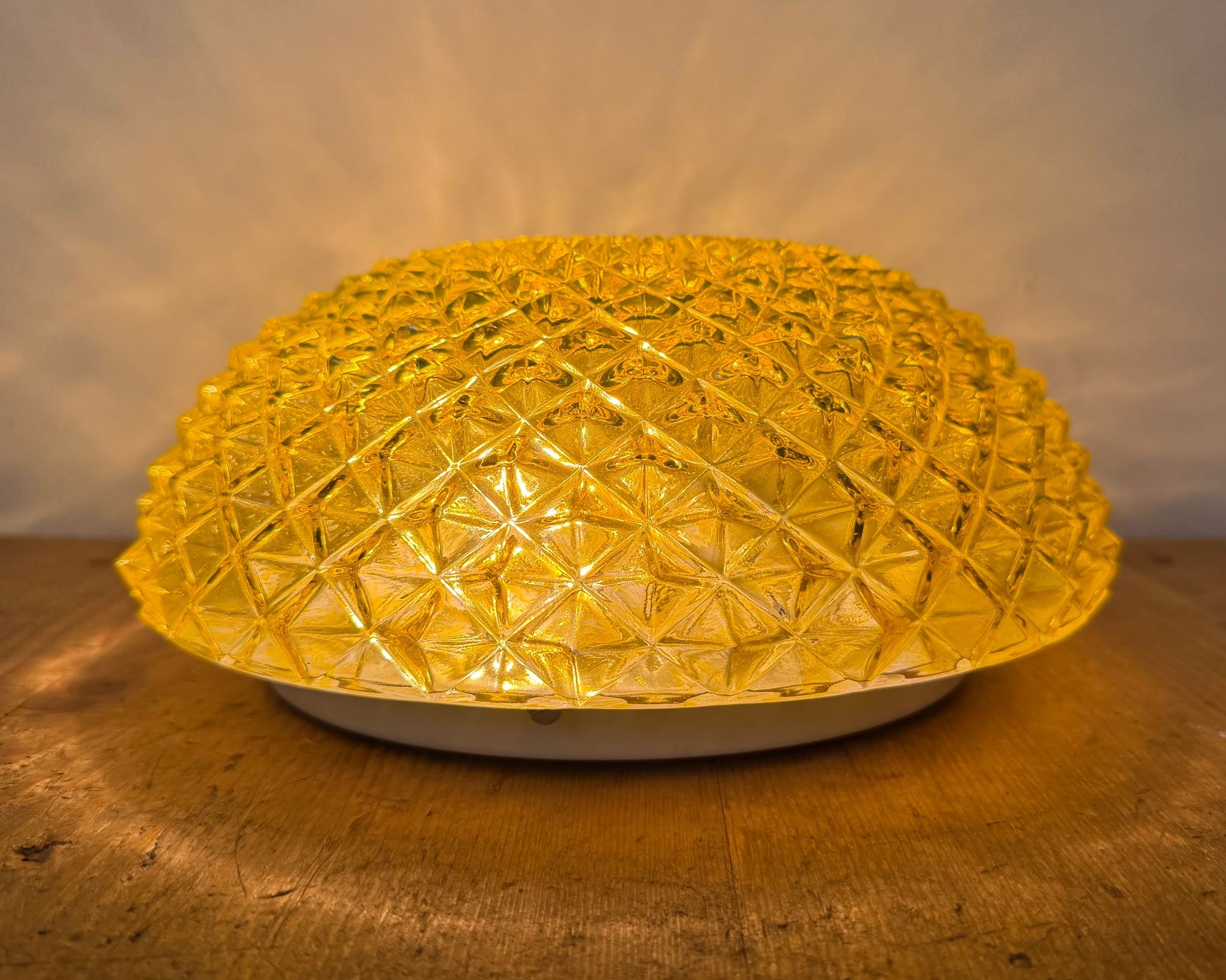 Vintage Glass Wall or Ceiling Light, 1970s