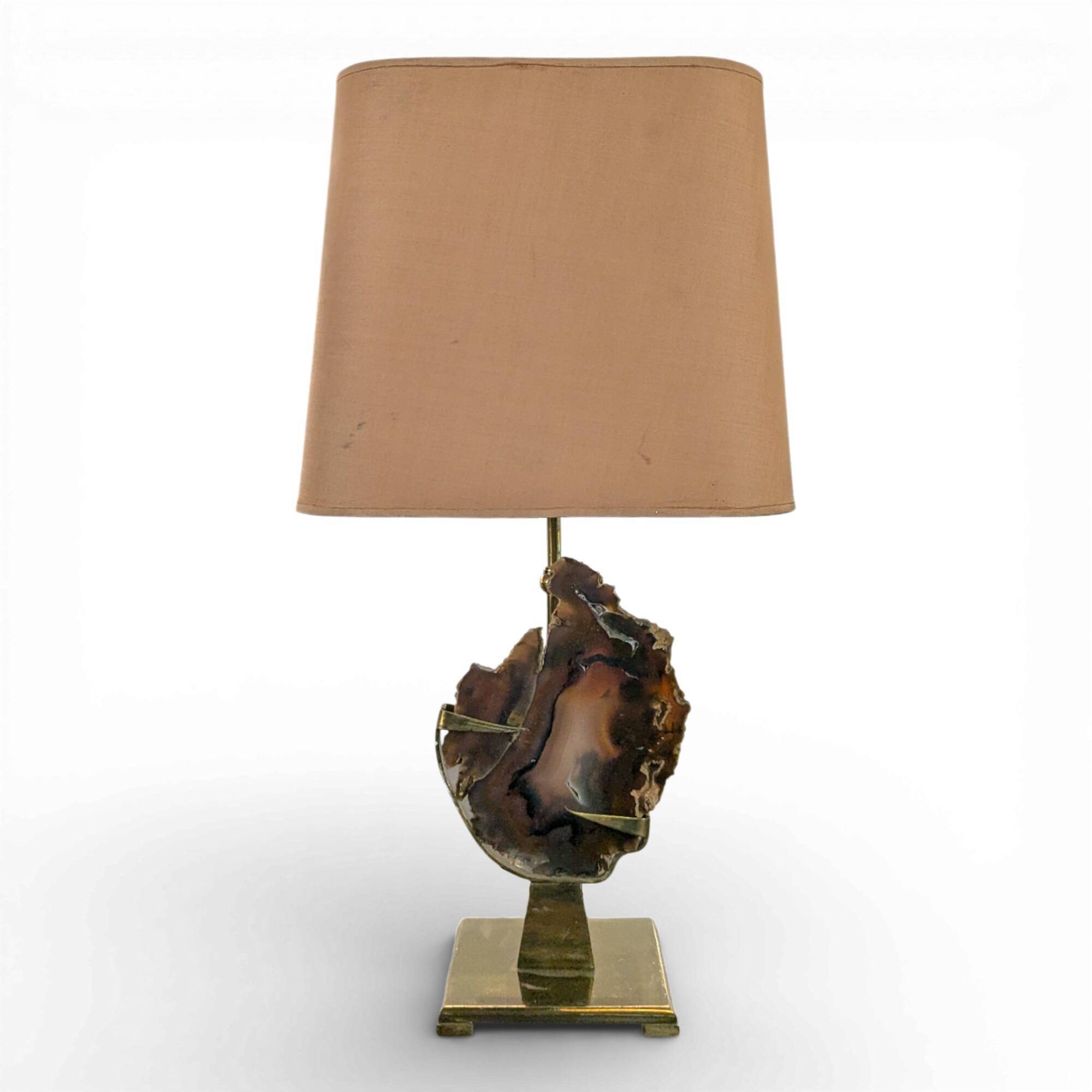 Agate and brass lamp