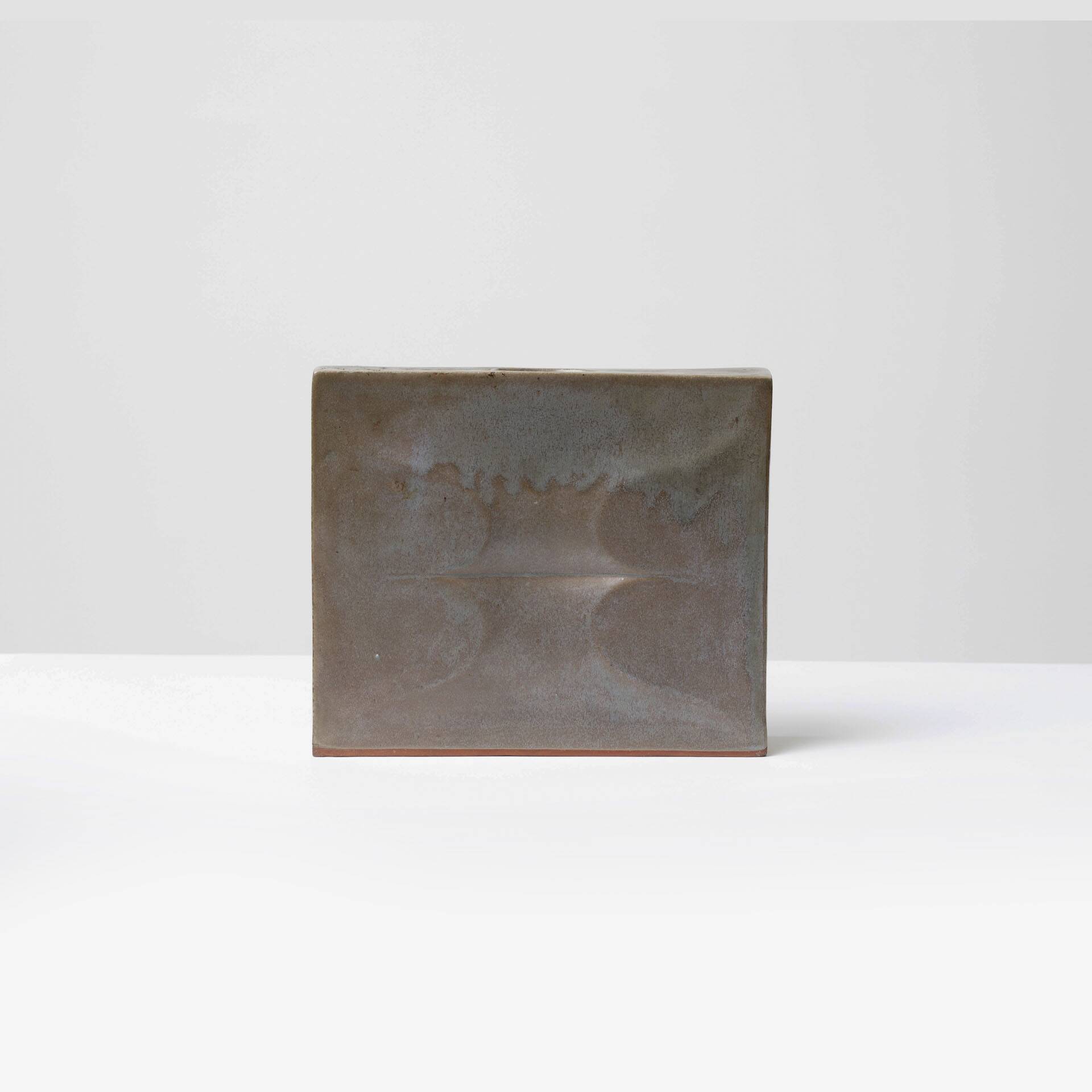 Unique square ceramic vase, Czechoslovakia, 1960s