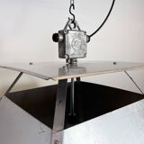 Large Silver Industrial Factory Pebdant Lamp, 1970s