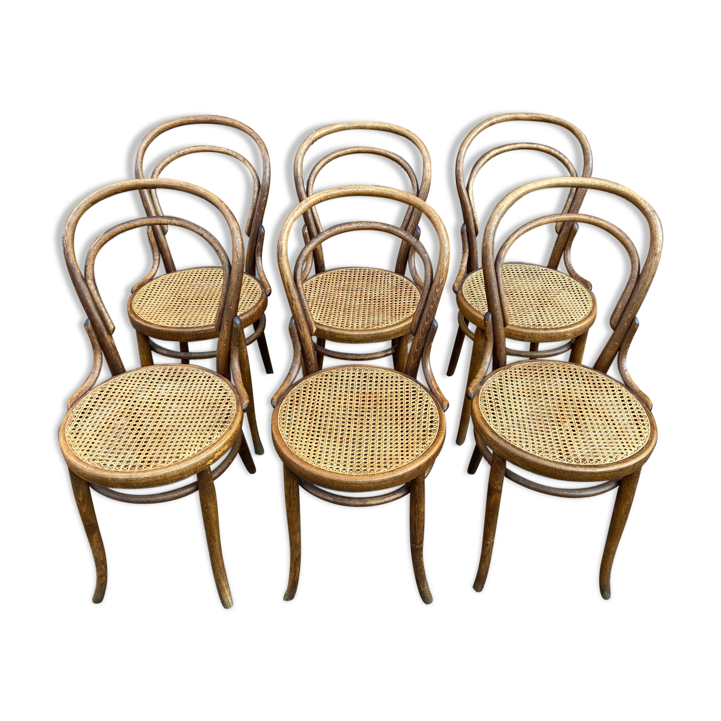 6 chairs bistro curved vintage wood