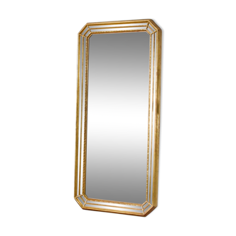 Grand miroir doré biseauté à parcloses vintage