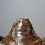 Small handmade brutalist vase in glazed ceramic from the early 2000s
