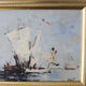 "Bateaux français sortant en mer" huile sur panneau, Bazil (XXe siècle)