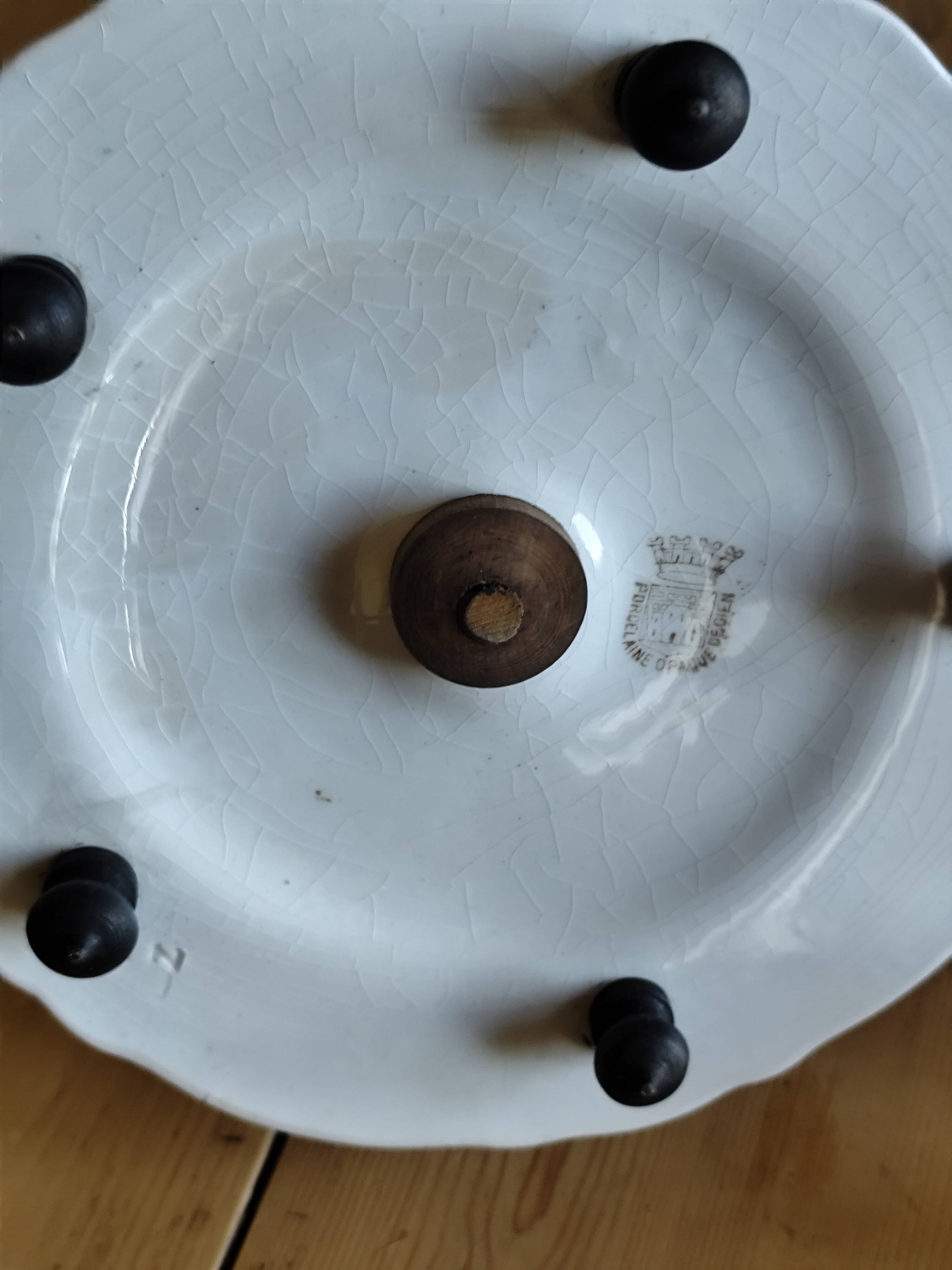 Serviteur de table 1900, 5 récipients pour huile vinaigre condiments  Gien