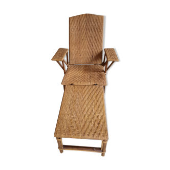 Chaise longue osier et bois