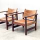 Mid century leather safari armchairs, 1960s