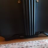 Buffet art deco noir acier dessus marbre ou commode 2 portes