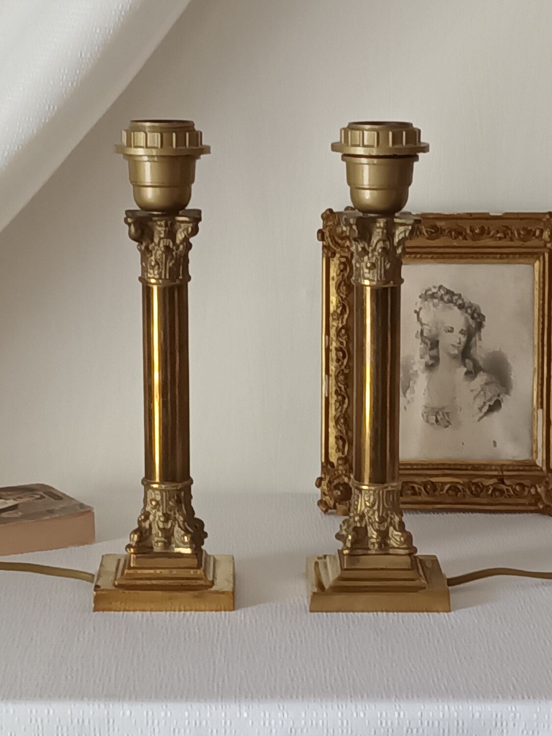 Pair of Lamp Feet in XXth Bronze