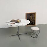 60s marble table with chrome cross base