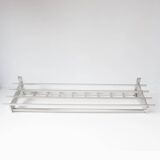 Large wall-mounted coat rack in aluminium with shelf, c. 1980 (100 cm)