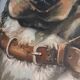 Tableau ancien portrait chien