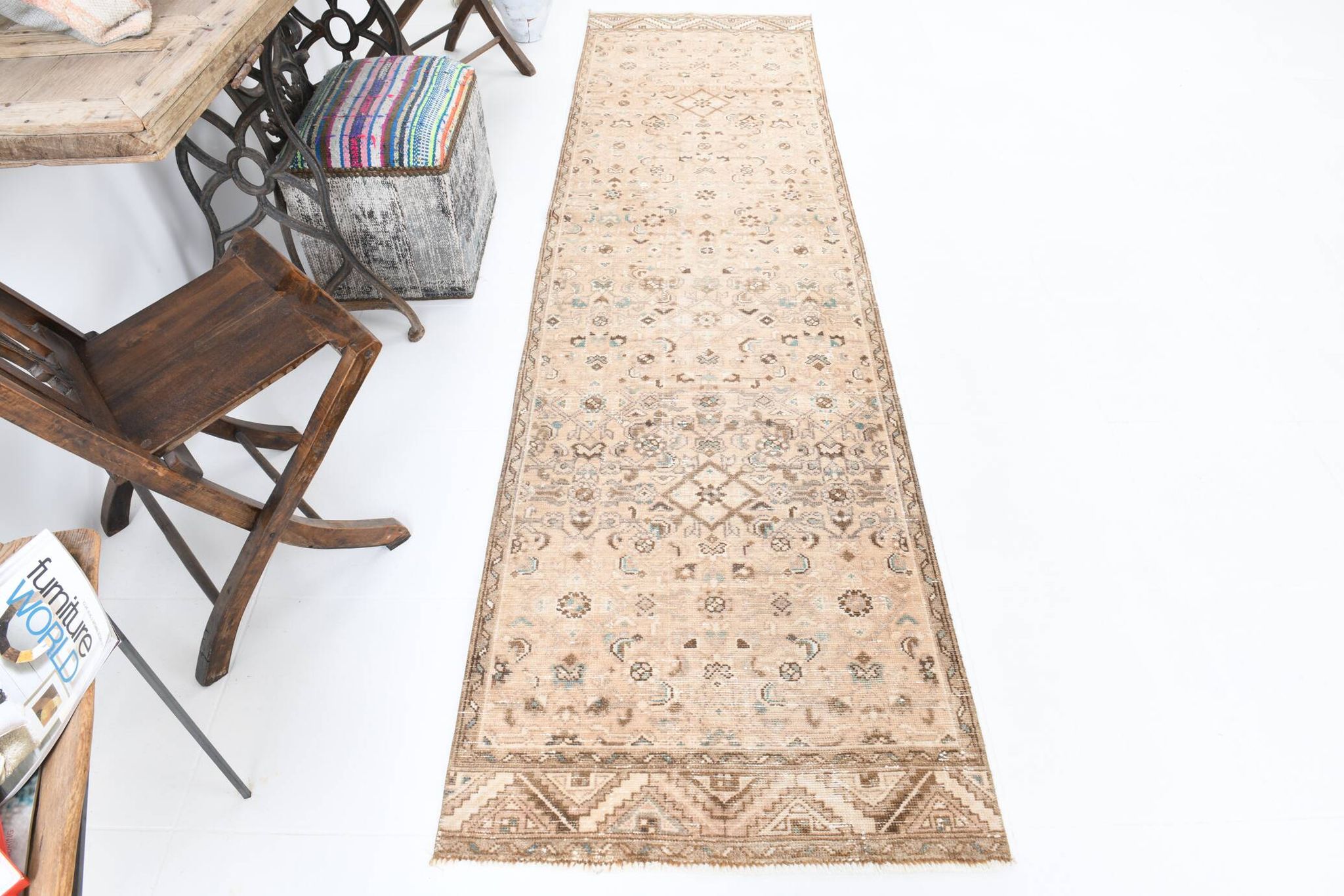 3x10 Nuances De Beige Tapis Terrestre Persan, 81x295Cm