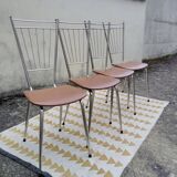Set 4 chaises vintage scandinave chrome et simili