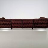 Vintage Italian chrome sectional sofa with faux fur, 1970s.