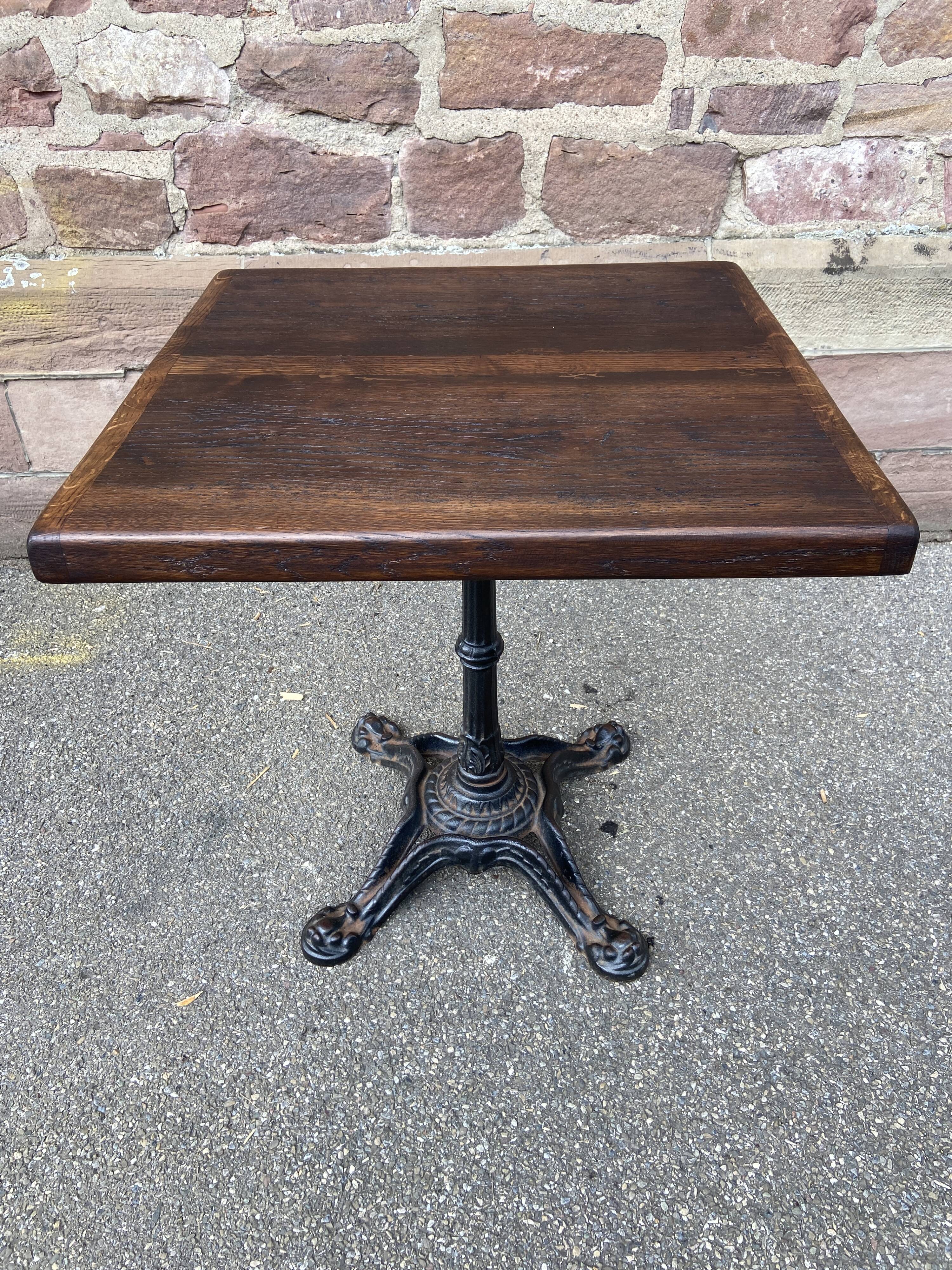 Cast iron & oak terrace pedestal table garden bistro art deco paris