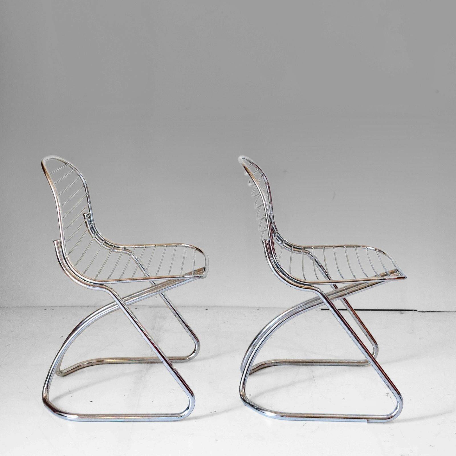 Pair of "Flynn" cantilever dining chairs by Gastone Rinaldi for RIMA, 1970s