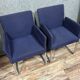 Pair of Walter Knoll armchairs in blue fabric and chromed metal