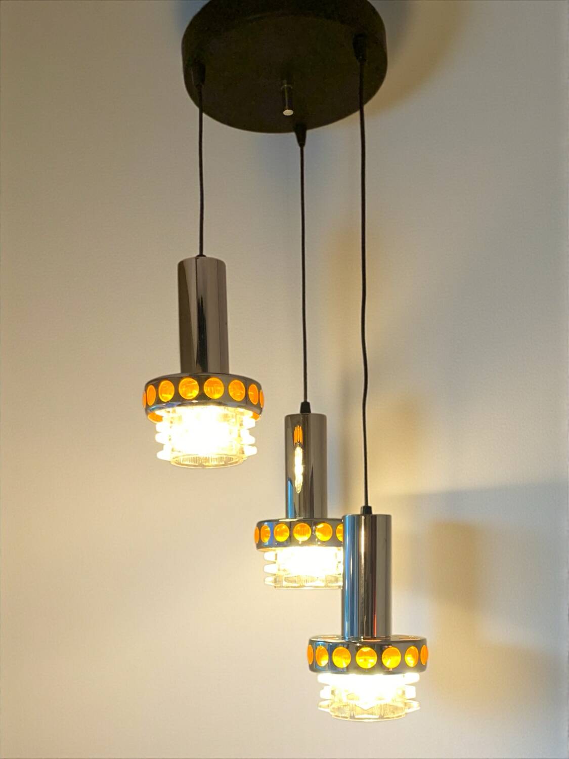 Suspension space age 3 lights Raak Amsterdam 70s