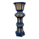 Vase chinois monumental sur piédestal en terre cuite émaillée