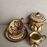 Quimper earthenware chocolate service signed HB