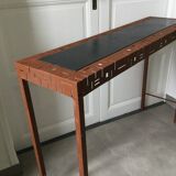 Perforated sheet metal and wood console