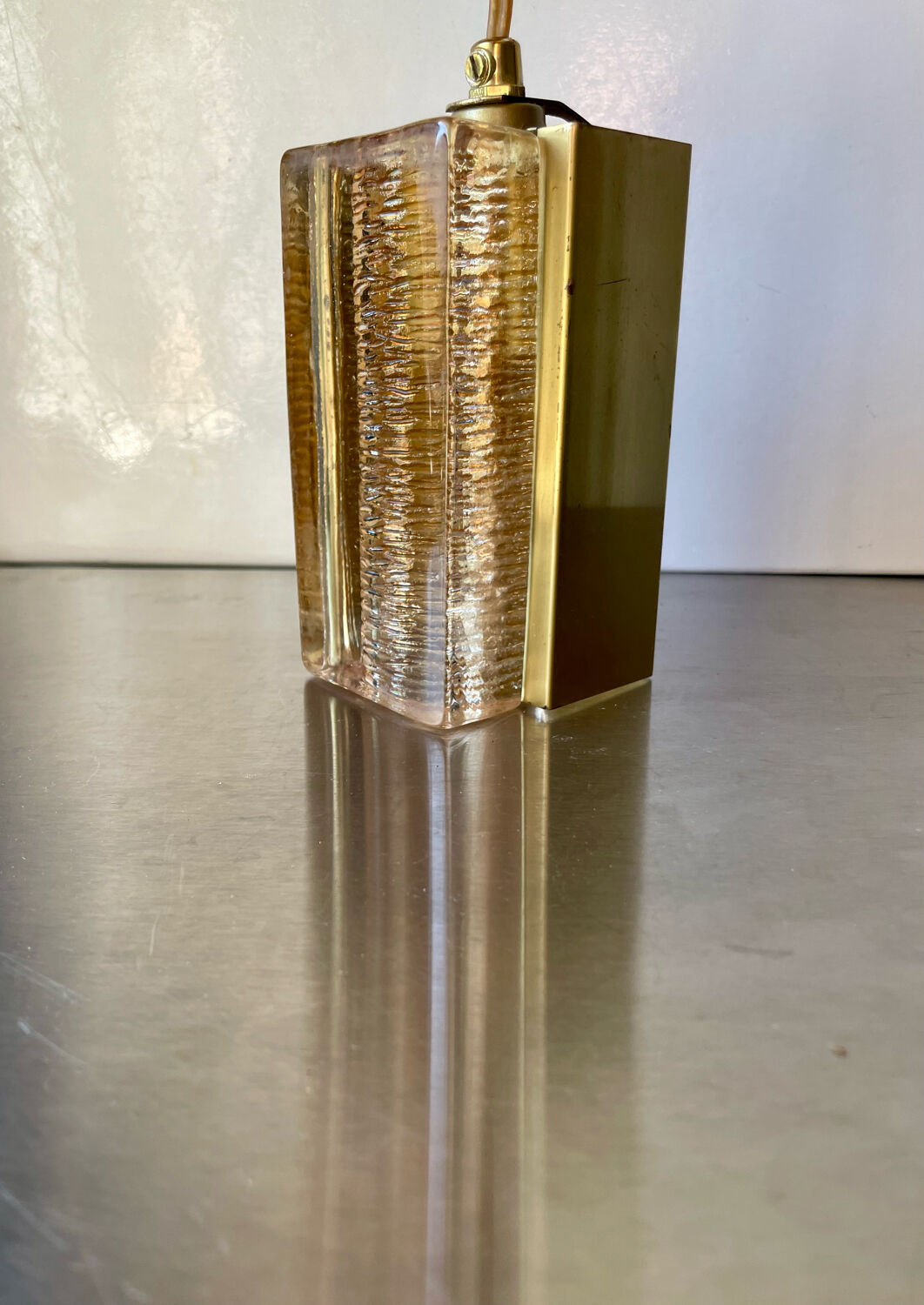 Scandinavian midcentury wall light in crystal and brass