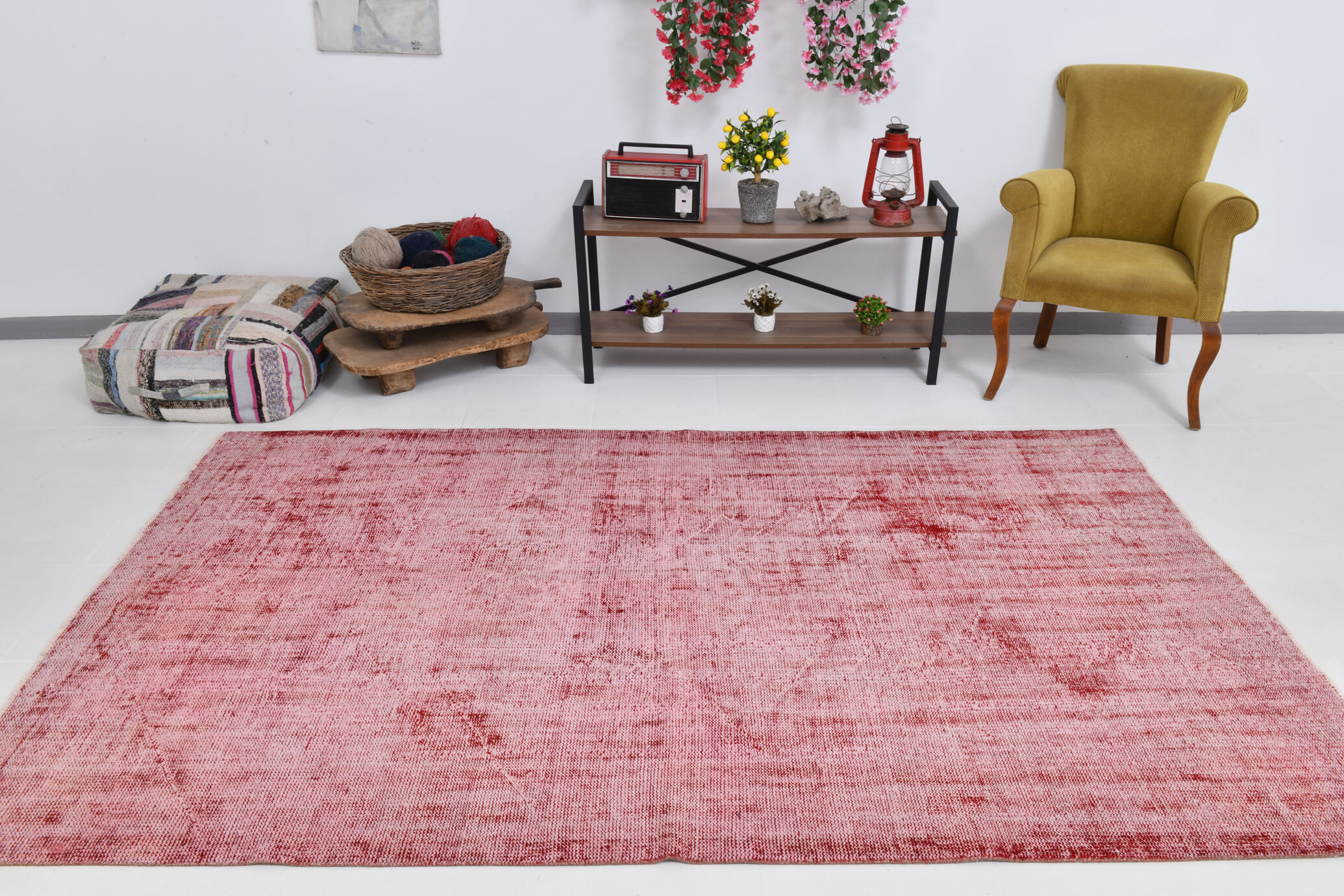 Pale red modern vintage rug