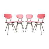 4 red formica chairs