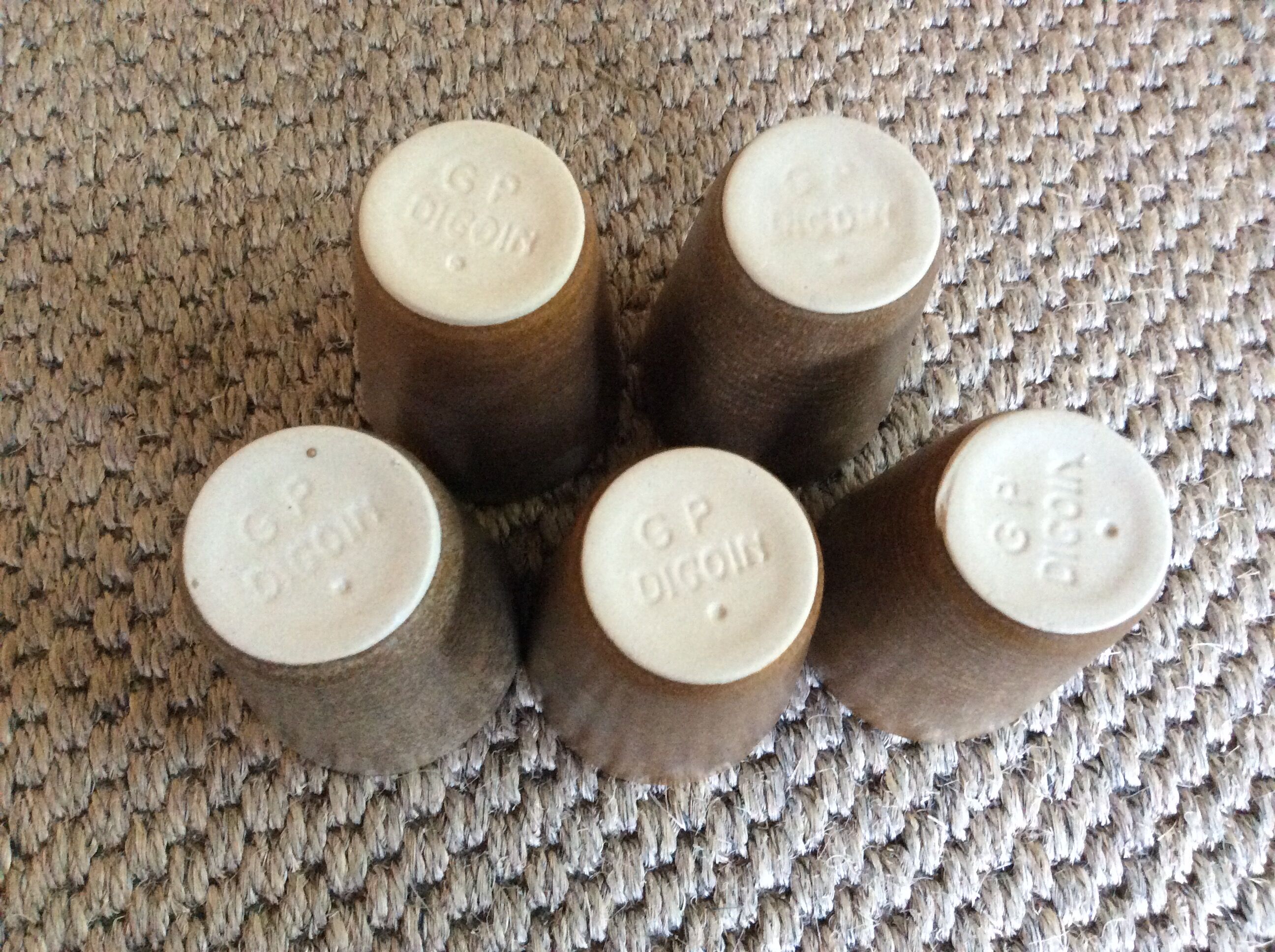 Series of 5 sandstone cups