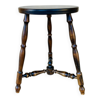 Vintage turned wooden tripod stool